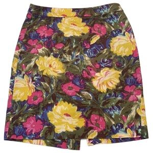 J. Crew Watercolor Floral Print Design Knee Length Pencil Skirt Size 6